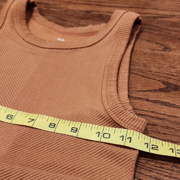 ALLY Ribbed Cropped Tank Top Size XS Brown Casual Streetware Summer Outdoor - Picture 4 of 6